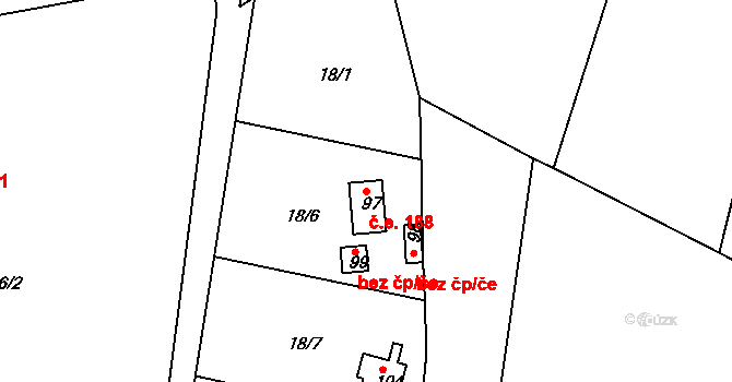 Dvůr Králové nad Labem 188 na parcele st. 97 v KÚ Sylvárov, Katastrální mapa