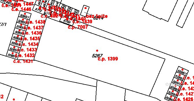 Zlín 1399 na parcele st. 5267 v KÚ Zlín, Katastrální mapa