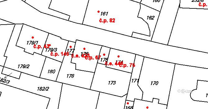 Neštědice 448, Povrly na parcele st. 175 v KÚ Neštědice, Katastrální mapa