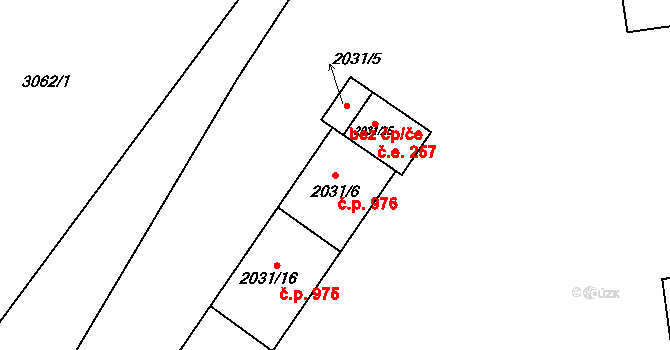 Bystřice nad Pernštejnem 976 na parcele st. 2031/6 v KÚ Bystřice nad Pernštejnem, Katastrální mapa