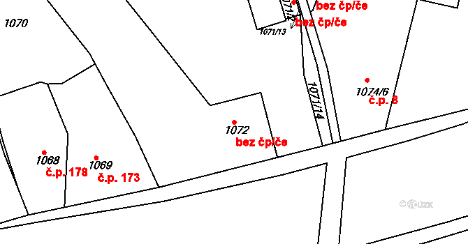 Ústí nad Labem 38855593 na parcele st. 1072 v KÚ Bukov, Katastrální mapa