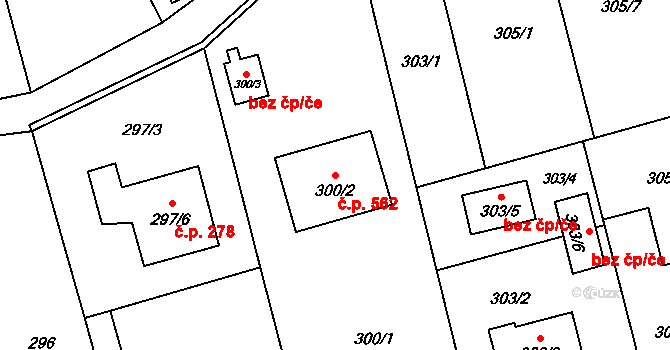Píšť 562 na parcele st. 300/2 v KÚ Píšť, Katastrální mapa