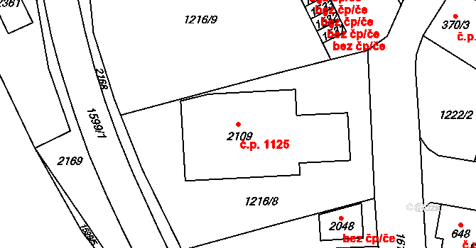 Úpice 1125 na parcele st. 2109 v KÚ Úpice, Katastrální mapa