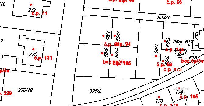 Cvrčovice 44345593 na parcele st. 68/3 v KÚ Cvrčovice, Katastrální mapa