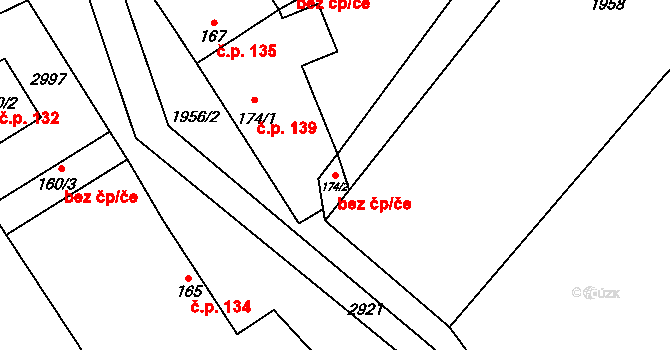 Křivsoudov 45381593 na parcele st. 174/2 v KÚ Křivsoudov, Katastrální mapa