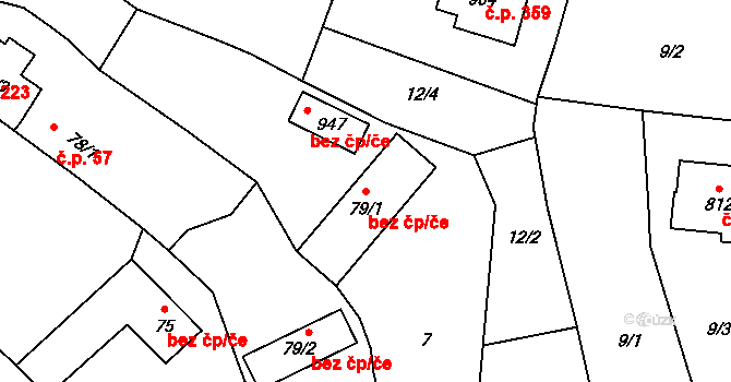 Zlín 47794593 na parcele st. 79/1 v KÚ Příluky u Zlína, Katastrální mapa