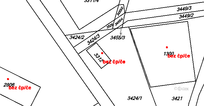 Otrokovice 47869593 na parcele st. 3312 v KÚ Otrokovice, Katastrální mapa