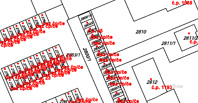 Slavkov u Brna 48795593 na parcele st. 2800/7 v KÚ Slavkov u Brna, Katastrální mapa