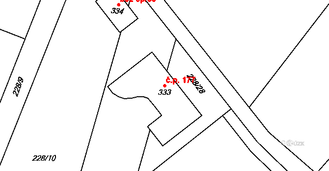 Těšnovice 177, Kroměříž na parcele st. 333 v KÚ Těšnovice, Katastrální mapa