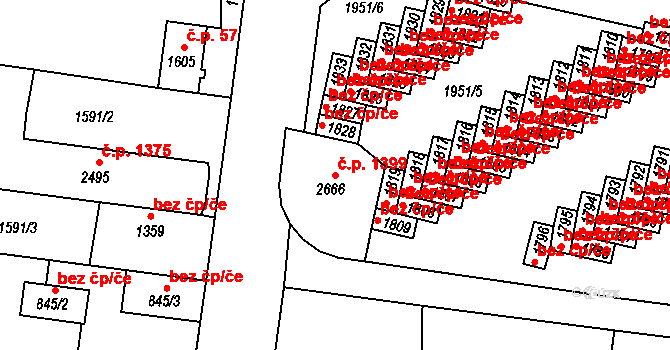 Milevsko 1399 na parcele st. 2666 v KÚ Milevsko, Katastrální mapa