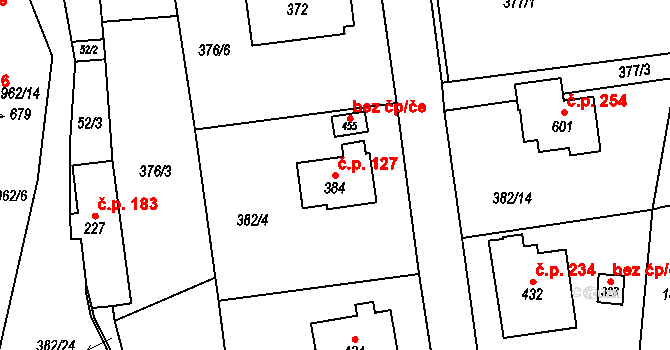 Dolní Libchavy 127, Libchavy na parcele st. 384 v KÚ Dolní Libchavy, Katastrální mapa