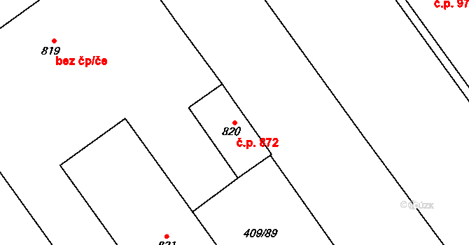 Studánka 872, Pardubice na parcele st. 820 v KÚ Studánka, Katastrální mapa