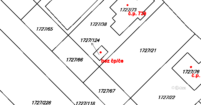 Pozořice 78169593 na parcele st. 1727/124 v KÚ Pozořice, Katastrální mapa