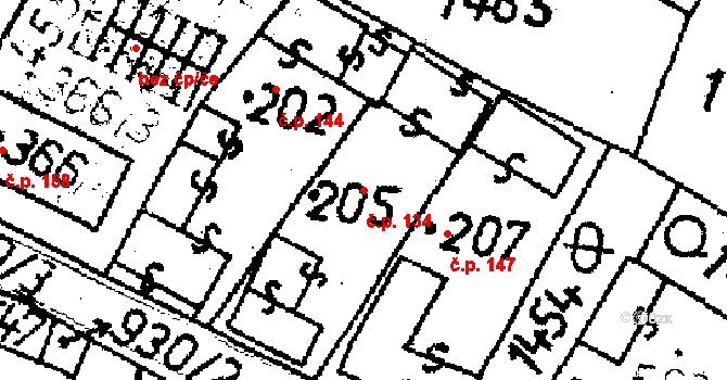 Lukavec 134 na parcele st. 205 v KÚ Lukavec u Pacova, Katastrální mapa