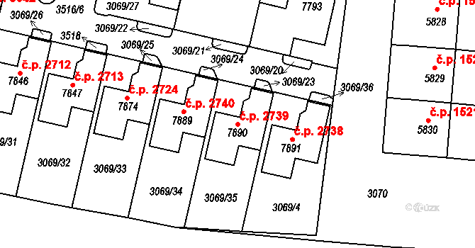 Cheb 2739 na parcele st. 7890 v KÚ Cheb, Katastrální mapa
