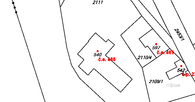 Antonínov 485, Josefův Důl na parcele st. 540 v KÚ Antonínov, Katastrální mapa