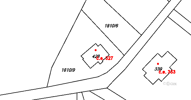 Karlov 327, Josefův Důl na parcele st. 428 v KÚ Karlov u Josefova Dolu, Katastrální mapa