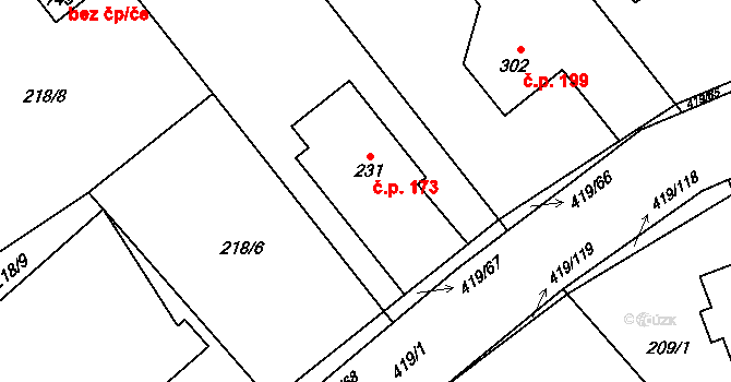 Horní Datyně 173, Vratimov na parcele st. 231 v KÚ Horní Datyně, Katastrální mapa