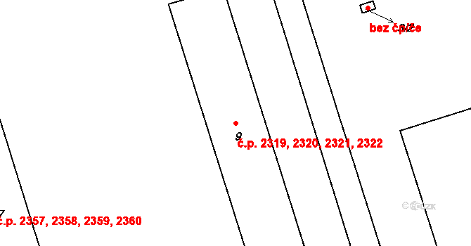 Kročehlavy 2319,2320,2321,2322, Kladno na parcele st. 9 v KÚ Kročehlavy, Katastrální mapa