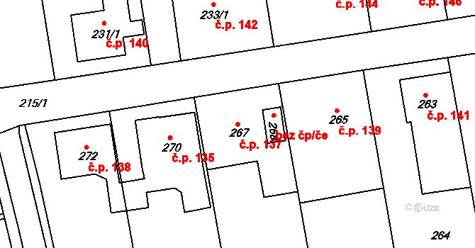 Klepačov 137, Blansko na parcele st. 267 v KÚ Klepačov, Katastrální mapa
