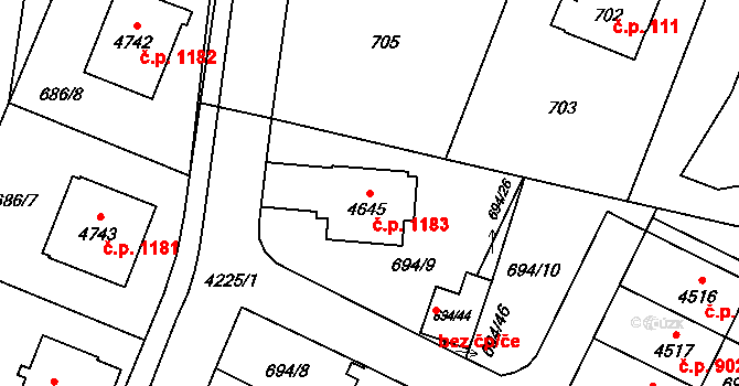 Žamberk 1183 na parcele st. 4645 v KÚ Žamberk, Katastrální mapa