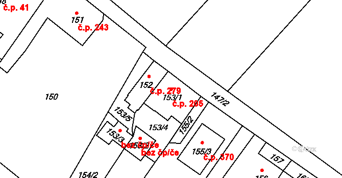 Pudlov 205, Bohumín na parcele st. 153/1 v KÚ Pudlov, Katastrální mapa