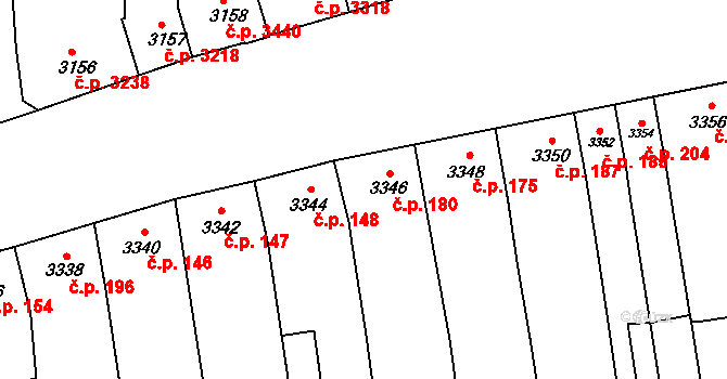 Židenice 180, Brno na parcele st. 3346 v KÚ Židenice, Katastrální mapa