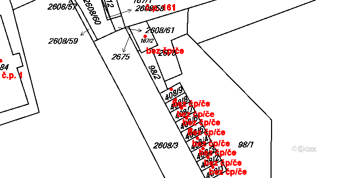 Horní Cerekev 1 na parcele st. 408/9 v KÚ Horní Cerekev, Katastrální mapa