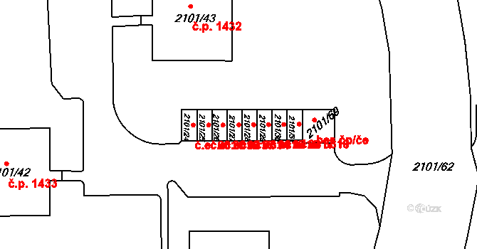 Trnovany 6314, Teplice na parcele st. 2101/27 v KÚ Teplice-Trnovany, Katastrální mapa