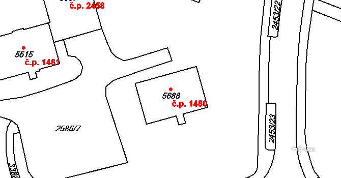 Cheb 1480 na parcele st. 5688 v KÚ Cheb, Katastrální mapa