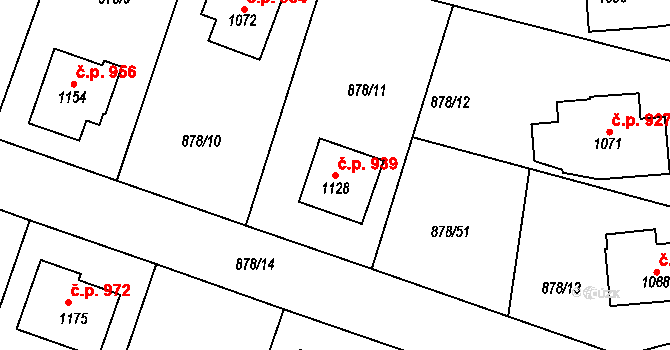 Bakov nad Jizerou 939 na parcele st. 1128 v KÚ Bakov nad Jizerou, Katastrální mapa