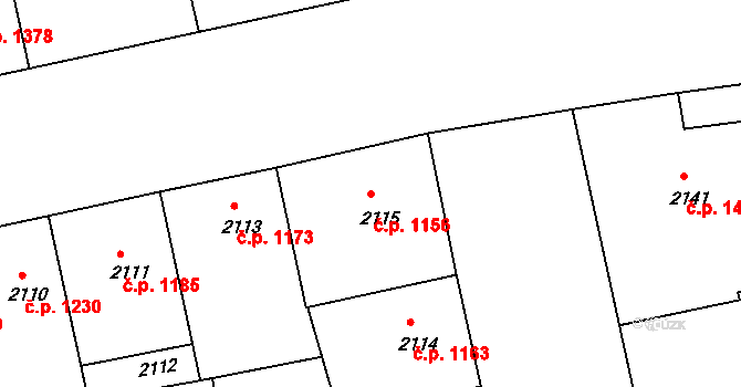 Žižkov 1156, Praha na parcele st. 2115 v KÚ Žižkov, Katastrální mapa