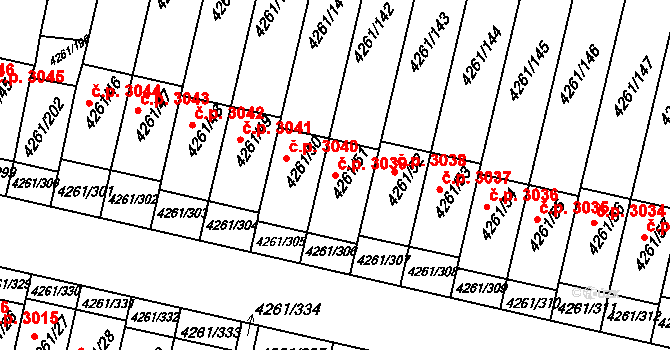 Smíchov 3039, Praha na parcele st. 4261/51 v KÚ Smíchov, Katastrální mapa