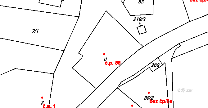 Neznášov 55, Rožnov na parcele st. 6 v KÚ Neznášov, Katastrální mapa