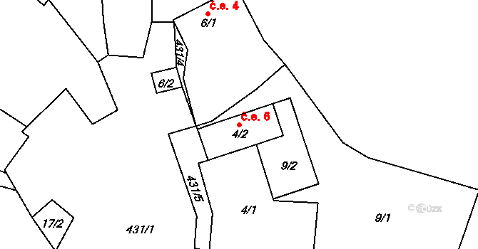 Humpolec 6, Sušice na parcele st. 4/2 v KÚ Humpolec u Sušice, Katastrální mapa