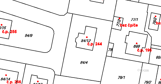 Liblice 244, Český Brod na parcele st. 84/12 v KÚ Liblice u Českého Brodu, Katastrální mapa