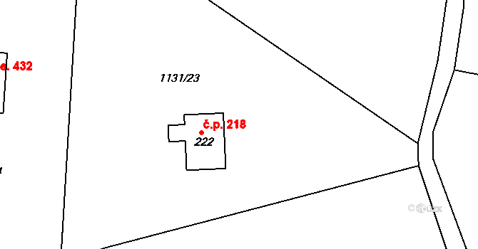 Cínovec 218, Dubí na parcele st. 222 v KÚ Cínovec, Katastrální mapa