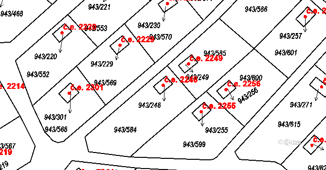 Velká Chuchle 2248, Praha na parcele st. 943/248 v KÚ Velká Chuchle, Katastrální mapa