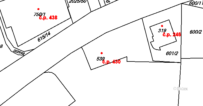 Malenovice 430, Zlín na parcele st. 539 v KÚ Malenovice u Zlína, Katastrální mapa