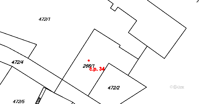 Skrochovice 34, Brumovice na parcele st. 266/1 v KÚ Skrochovice, Katastrální mapa