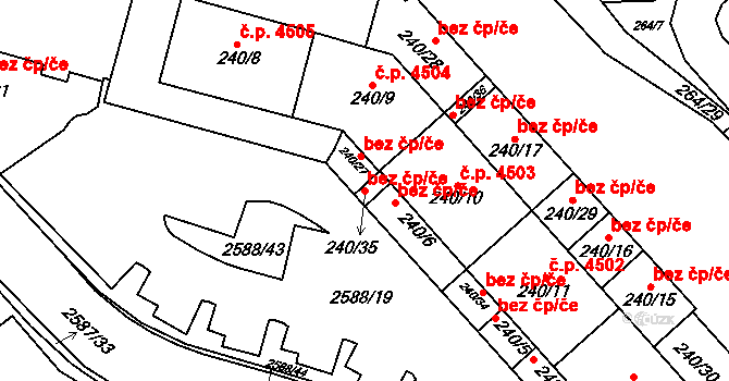 Chomutov 45036594 na parcele st. 240/35 v KÚ Chomutov I, Katastrální mapa