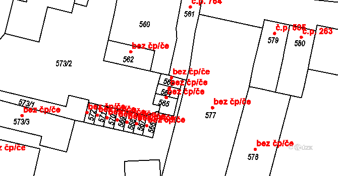 Duchcov 45100594 na parcele st. 564 v KÚ Duchcov, Katastrální mapa