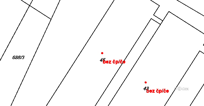 Netvořice 50347594 na parcele st. 45 v KÚ Dunávice, Katastrální mapa