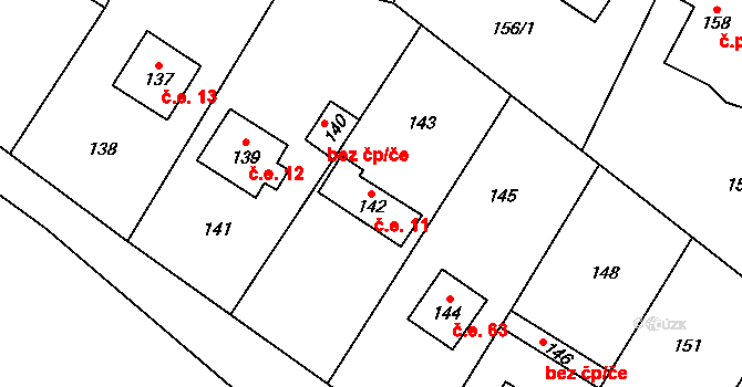 Beroun-Zdejcina 11, Beroun na parcele st. 142 v KÚ Zdejcina, Katastrální mapa