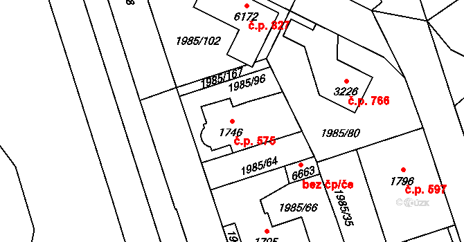 Beroun-Závodí 575, Beroun na parcele st. 1746 v KÚ Beroun, Katastrální mapa