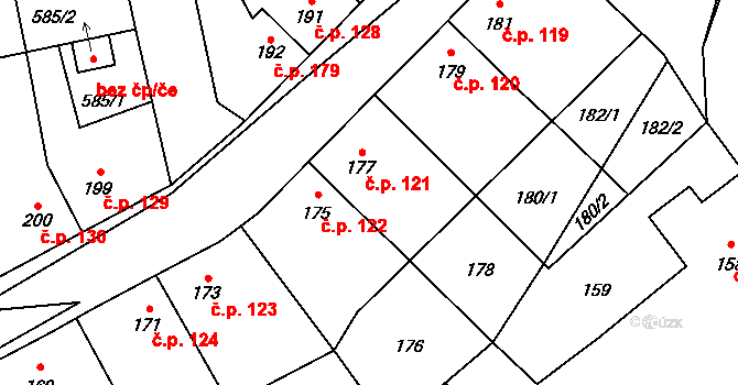 Svinařov 121 na parcele st. 177 v KÚ Svinařov u Kladna, Katastrální mapa