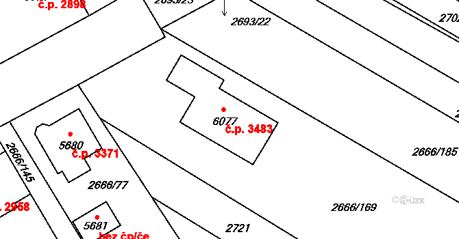 Břeclav 3483 na parcele st. 6077 v KÚ Břeclav, Katastrální mapa