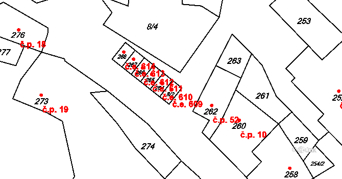 Čučice 609 na parcele st. 8/2 v KÚ Čučice, Katastrální mapa