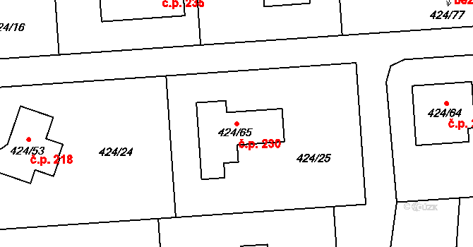 Hudcov 230, Teplice na parcele st. 424/65 v KÚ Hudcov, Katastrální mapa