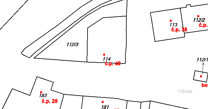 Chlum 40, Křemže na parcele st. 114 v KÚ Chlum u Křemže, Katastrální mapa